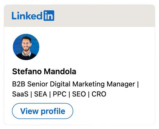 Stefano Mandola LinkedIn profile - Digital Marketing for B2B SaaS