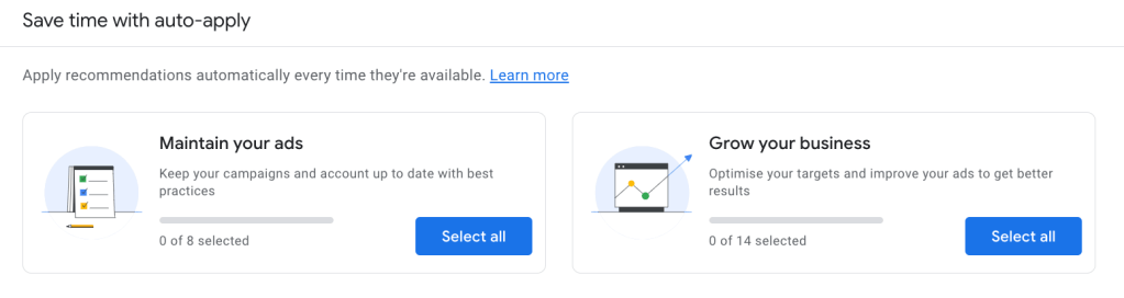 Disable Google Ads auto-apply and review recommendations manually